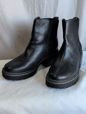 Naturalizer Leather Black Lug-Sole Jayden Ankle Boots Gothic Grunge Dress